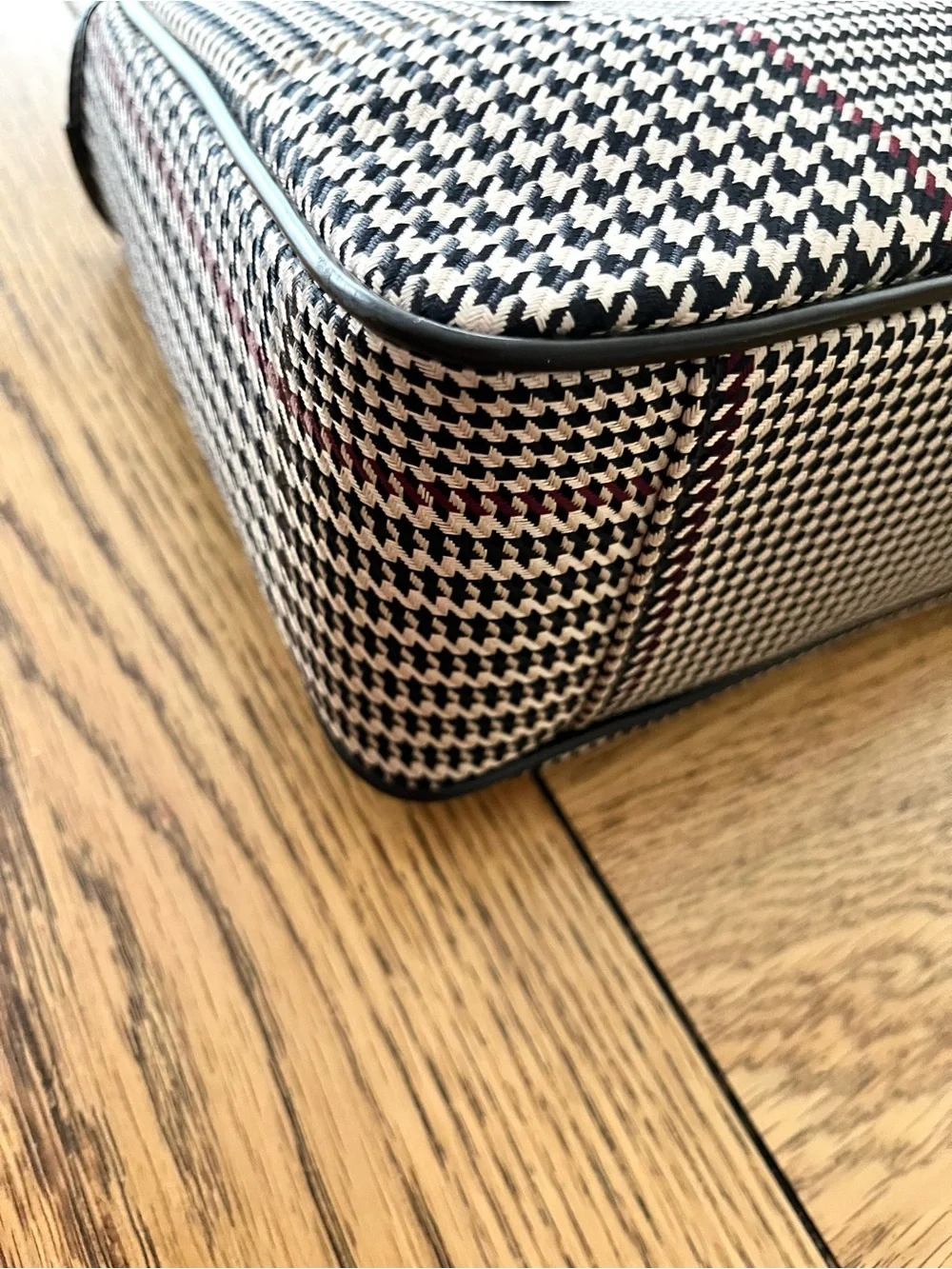 Lauren Ralph Lauren Vintage Houndstooth Tote Bag with Gold Accents